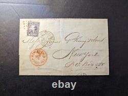 1872 Netherlands Folded Letter Cover Amsterdam to New York NY USA