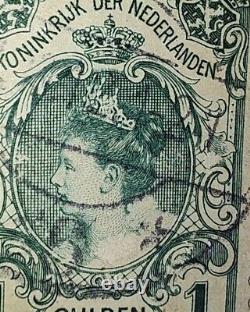 1898 Netherlands 1 Gulden Queen Wilhelmina Amsterdam Cancel Stamp Rare