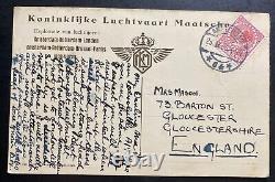 1925 Amsterdam Netherlands RPPC Postcard Cover To Gloucester England KLM Flight