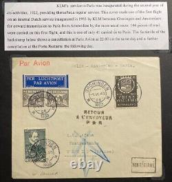 1933 Groningen Netherlands Airmail First Flight Cover To Paris France 144 Only