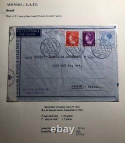 1940 Rotterdam Netherlands Censored LATI Airmail Cover To Santos Brazil