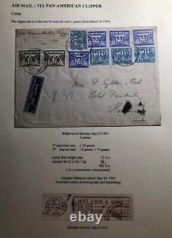 1941 Bilthoven Netherlands Censored Clipper Airmail Cover