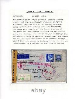 DUTCH EAST INDIES Air Mail Cover WW2 Horse Shoe Route CENSOR GB 1941 Regd DL34