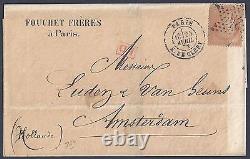 France 1872 Etoile Cancel Tying 40¢ Ceres Paris To Amsterdam Holland Folded Lett