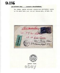 GB Early NETHERLANDS Air Mail 1920 Cover LAST FLIGHT London Amsterdam KLM DL235