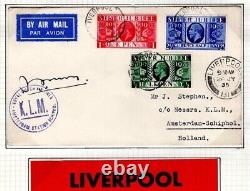 GB KGV Jubilee Air Mail Cover KLM Signed LAST FLIGHT 1935 Label LIVERPOOL DL256