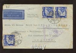 JAVA 1940 AIRMAIL to BELGIUM. SINGAPORE CENSOR