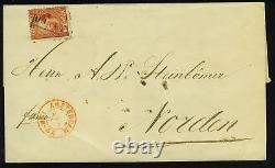 NETHERLANDS 1868 10c TIED RECTANGULAR FRANCO CANCEL