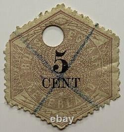 NETHERLANDS 5c TELEGRAPH HEXAGONAL STAMP WITH PUNCH