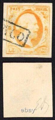 Netherland SG3b 15c yellow orange SUPERB used with big margins Cat 190+++