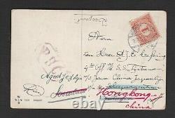 Netherlands1915 WW1 postcard to Indies redirected to Hong Kong PBC cancel no due