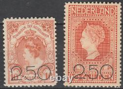 Netherlands 1920 NVPH 104-105 overprint 10 Guilders Orange unused