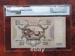 Netherlands 50 gulden 1941 Stamp Cancelled rare PMG banknote