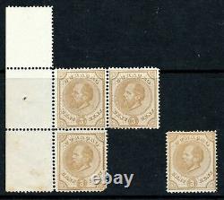 Netherlands Antilles 1873 Curacao MINT 4 x 3c King William III perf 14 olive