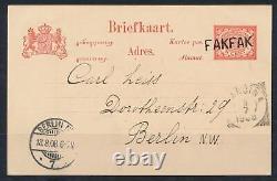 Netherlands East INDIES to GERMANY 1908 Very RARE FAKFAK Line Postmark on Card