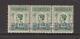 Netherlands Indies Sg 253b X 3 M/m U/m 1921 32 1/2c On 50c Green