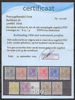 Netherlands stamps 1926 NVPH Roltanding R22-R31 PhotoAttest MNH VF