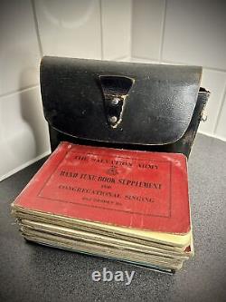 Set Of 16 British Netherlands Salvation Army Music Books In Military Leather Bag