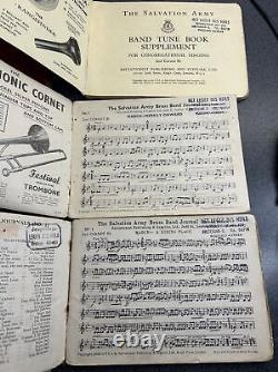 Set Of 16 British Netherlands Salvation Army Music Books In Military Leather Bag