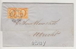 1855 Pays-Bas très belle couverture classique avec une paire de timbres de 15c