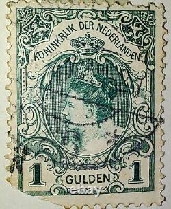 1898 Pays-Bas 1 Gulden Reine Wilhelmina Timbre d'Annulation d'Amsterdam Rare