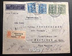 1941 Amsterdam Pays-Bas Couverture postale aérienne LATI censurée à destination de Santiago du Chili