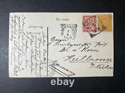 Carte postale RPPC des Indes néerlandaises de 1906, couverture de Makasgee à Heilbronn en Allemagne