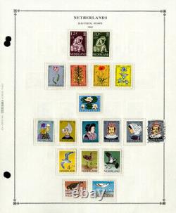 Collection de timbres néerlandais puissants chargés des années 1930 aux années 2000, neufs et oblitérés.