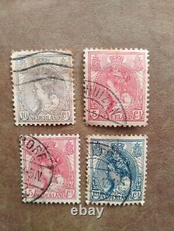Collection rare de timbres néerlandais vintage d'Europe Lot de 4 (12 1/2 Cent)