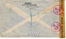 Couverture de courrier aérien des Indes orientales néerlandaises pendant la Seconde Guerre mondiale, itinéraire de fer à cheval, censure GB 1941, enregistré DL34.