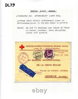 Dutch Orest Indies Ww2 Couverture Banjoebiroe Camp D'internement Red Cross 1941 Irak Dl79