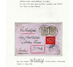 Enveloppe de courrier aérien des PAYS-BAS, paire IMPERF de 10 c Wilhelmina, vol KLM 1923 GB DL239