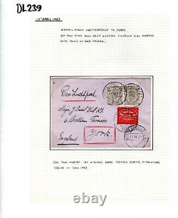 Enveloppe de courrier aérien des PAYS-BAS, paire IMPERF de 10 c Wilhelmina, vol KLM 1923 GB DL239