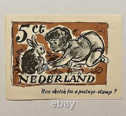 Esquisse agréable de 1953 pour une brochure philatélique néerlandaise sans timbres