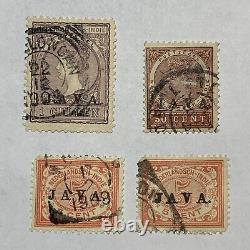 Indes néerlandaises Lot de quatre timbres différents avec surcharge Java