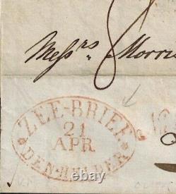 Indes orientales néerlandaises Pré-Timbre 1836 Lettre complète avec ZEEBRIEF OVAL DEN HELDER RARE