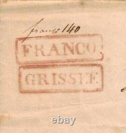 Indes orientales néerlandaises Pré-timbre 1841 Couverture complète avec GRISSEE & FRANCO Boîte rouge à bordure