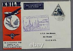Knilm Premier Vol Couverture 1938 Batavia Saigon Indes néerlandaises Java Courrier aérien