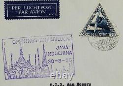 Knilm Première Couverture De Vol 1938 Batavia Saigon Pays-bas Indies Java Air Mail