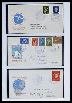 Lot 37821 Collection complète de FDC Pays-Bas 1950-2012 dans 7 albums