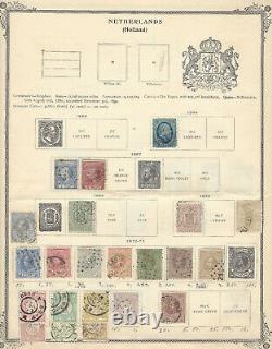 Lot de timbres néerlandais des années 1860-1880 sur une page d'album, serait un joli cadeau pour papa.