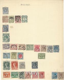 Lot de timbres néerlandais des premiers temps de la Hollande sur une page d'album - Idée de cadeau de Noël pour grand-père