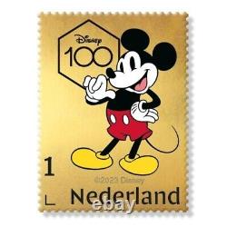PAYS-BAS 2023 TIMBRE DORÉ Mickey Mouse (100 ans DISNEY)