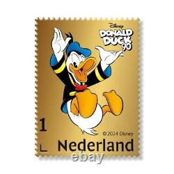 PAYS-BAS 2024 Timbre d'or commémoratif des 90 ans de Donald Duck MNH