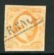Pays-bas 1852 Premières émissions 15¢ Orange Imperf Sc #3 Vfu D827