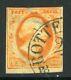 Pays-bas 1852 Premiers Timbres 15¢ Orange Imperf Sc #3 Tb Obl D824