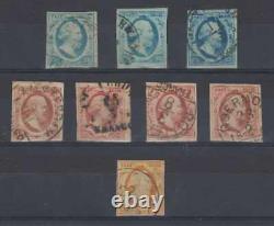 Pays-bas 1852 William III Sc 1-3, 1a, 2a (8x) Choix Complète Annulées Scv390 $