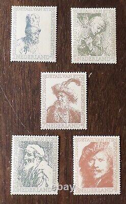 Set de timbres MNH OG de la Monnaie des Pays-Bas de 1956 - Portraits d'été par Rembrandt #b291-b295