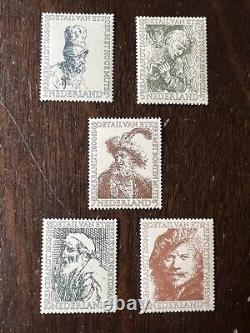 Set de timbres MNH OG de la Monnaie des Pays-Bas de 1956 - Portraits d'été par Rembrandt #b291-b295