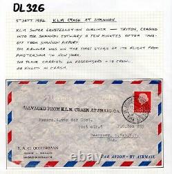 TRANSLATION: NETHERLANDS Courrier aérien de sauvetage des Pays-Bas CRASH KLM SHANNON Irlande 1954 Couverture USA DL326